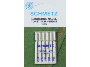 Schmetz Aiguilles spéciales pour machines à coudre avec talon plat, « Topstitch et Metallic », 80-100